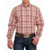 Cinch Men's Orange Plaid Shirt -Western Cowboy Equipment mtw1105504 1 1986 detail