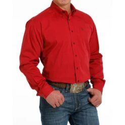 Cinch Men's Red, Black Micro Striped Shirt -Western Cowboy Equipment mtw1105526 3 142 detail