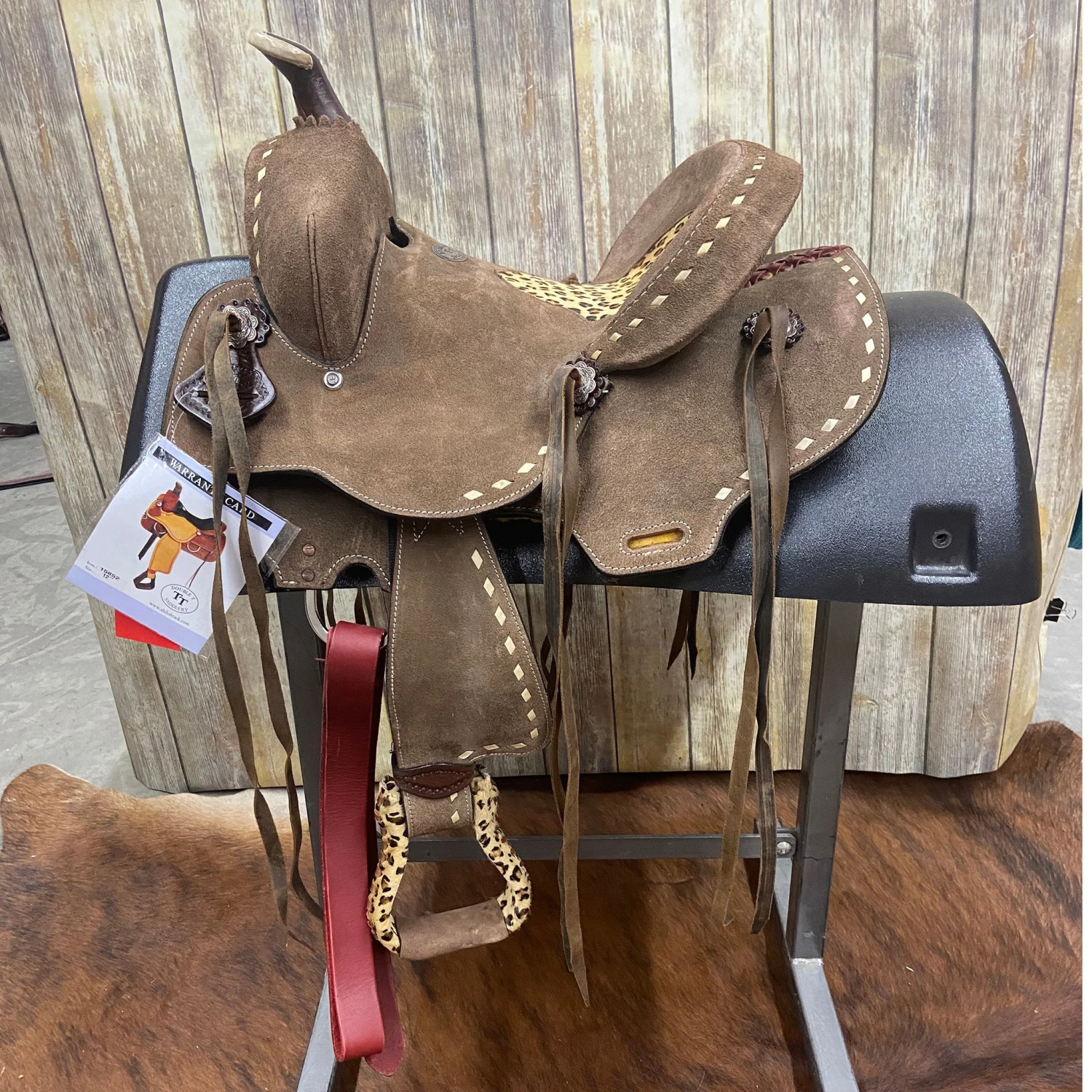 Double T 13 Inch Cheetah Roughout Saddle 3 Double T 13 Inch Cheetah Roughout Saddle
