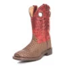 Youth Brown Viper And Red Square Toe Boots -Western Cowboy Equipment smoky mountain children boys viper print cowboy boots ff0cba7a ca82 4f82 aa17 a8a997b61f3b
