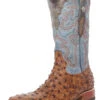 Men's Tanner Mark Matte Cognac Ostrich Square Toe Boot -Western Cowboy Equipment tm205524bc