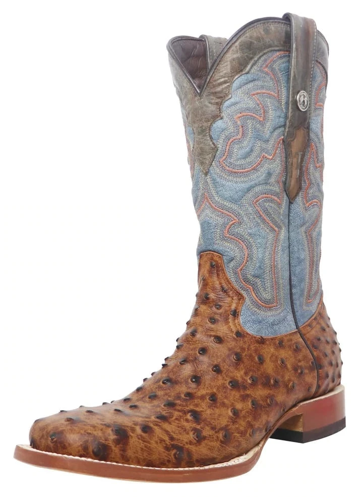 Men's Tanner Mark Matte Cognac Ostrich Square Toe Boot 3 Men's Tanner Mark Matte Cognac Ostrich Square Toe Boot