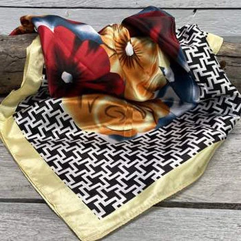 Yellow Geometric Rose Print Wild Rag 3 Yellow Geometric Rose Print Wild Rag